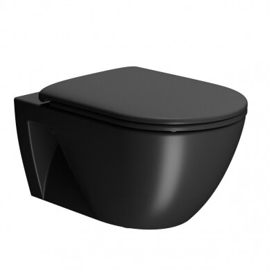 Matinis juodas bebriaunis WC PURA ECO 55x36 Swirlflush® Dualglaze®, GSI 16