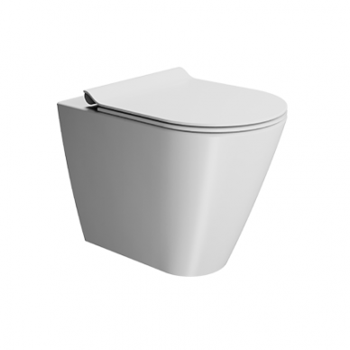 Matinis baltas pristatomas WC KUBE X 55x36 Swirlflush® Dualglaze® su Soft Close dangčiu, GSI 8