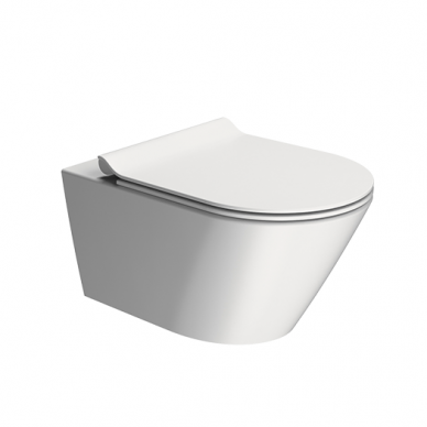 Matinis baltas WC KUBE X 55x36 Swirlflush® Dualglaze® su Soft Close dangčiu, GSI 10