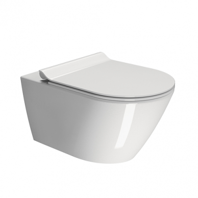 Bebriaunis WC KUBE X 55x36 Swirlflush® Extraglaze®, pakabinamas su Soft Close dangčiu, GSI 10