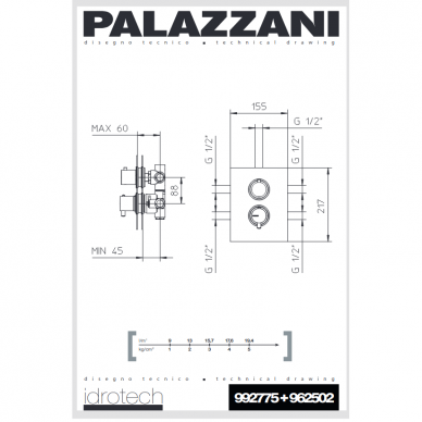 Potinkinis 2-3ių eigų termostatinis maišytuvas IDROTECH 2, Palazzani 5