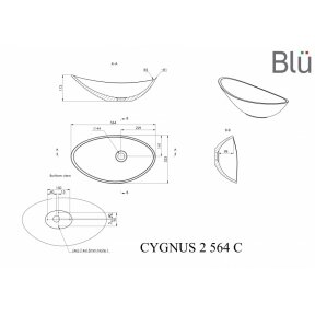 Praustuvas CYGNUS II 564, pastatomas, akmens masės, Blu