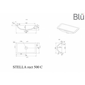 Praustuvas STELLA RECT, akmens masė, BLU