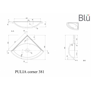 Компактный умывальник из каменной массы (литой мрамор) Blu PULIA CORNER 381 1