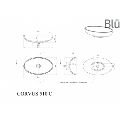 Praustuvas CORVUS 510, akmens masė, BLU