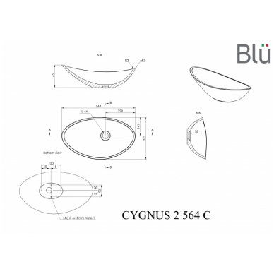 Praustuvas CYGNUS II 564, pastatomas, akmens masės, Blu