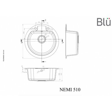 Plautuvė NEMI, įvairių spalvų akmens masė, BLU 5