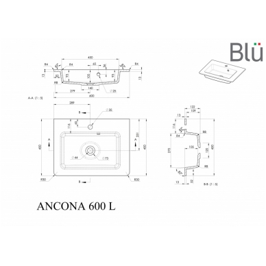 Умывальник из литого мрамора Blu ANCONA 1