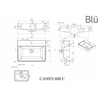 Praustuvas CANES 600, akmens masė, BLU