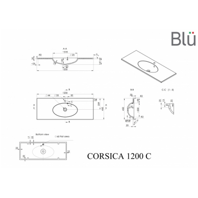 Умывальник из каменной массы (литьевой мрамор) Blu CORSICA 3