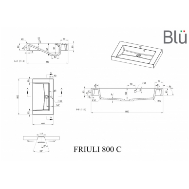 Умывальник из литого мрамора Blu FRIULI 3