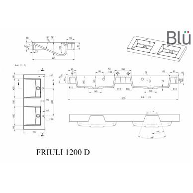 Умывальник из литого мрамора Blu FRIULI 4