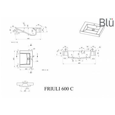 Умывальник из литого мрамора Blu FRIULI 2