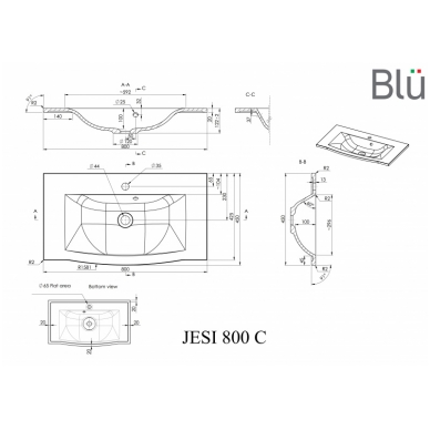 Умывальник из каменной массы (литьевой мрамор) Blu JESI 2