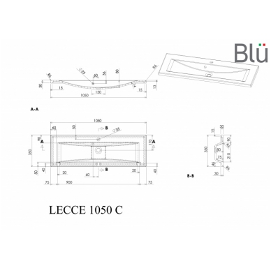 Умывальник из каменной массы (литьевой мрамор) Blu LECCE 2