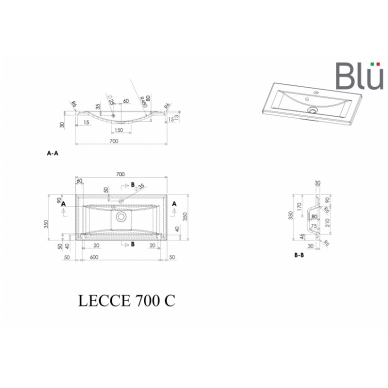 Умывальник из каменной массы (литьевой мрамор) Blu LECCE 1