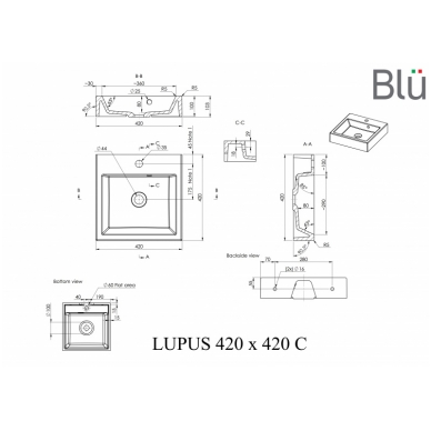 Умывальник из каменной массы (литьевой мрамор) Blu LUPUS 2