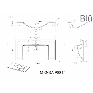 Умывальник из каменной массы (литьевой мрамор) Blu MENSA 5