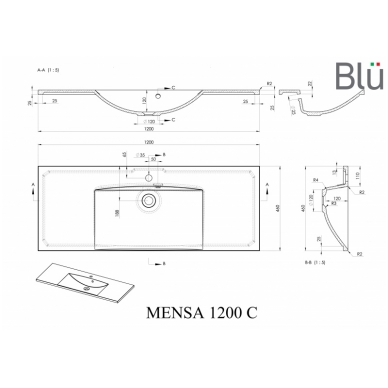 Умывальник из каменной массы (литьевой мрамор) Blu MENSA 6