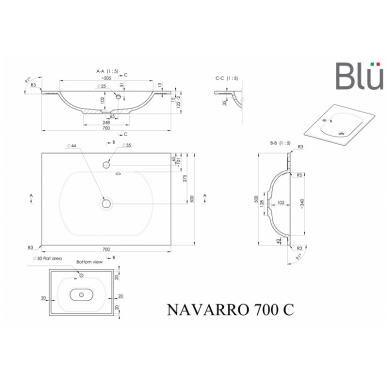 Умывальник из каменной массы (литьевой мрамор) Blu NAVARRO 4