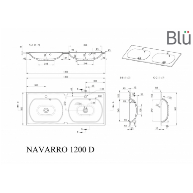 Умывальник из каменной массы (литьевой мрамор) Blu NAVARRO 7