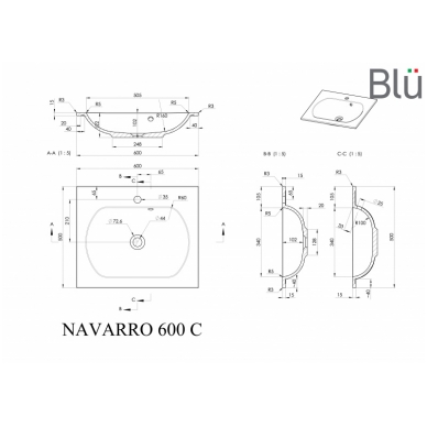 Умывальник из каменной массы (литьевой мрамор) Blu NAVARRO 3