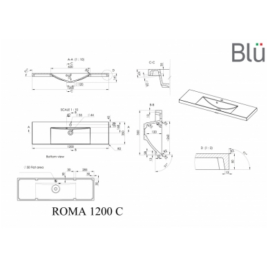 Умывальник из каменной массы (литьевой мрамор) Blu ROMA 4