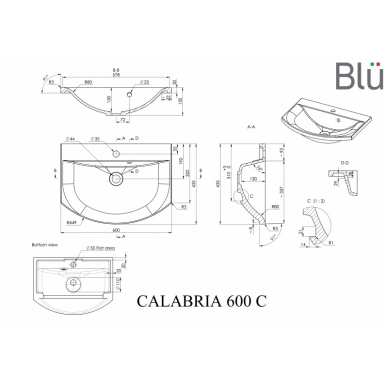 Умывальник в ретро стиле из литого мрамора Blu CALABRIA 1