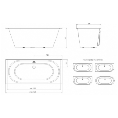 Akmens masės vonia PAA VARIO GRANDE 185x80 1