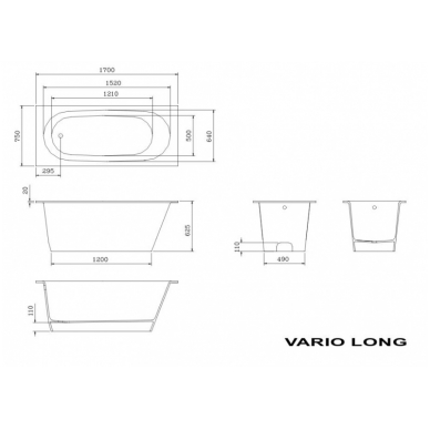 Akmens masės vonia PAA VARIO LONG 170x75 2