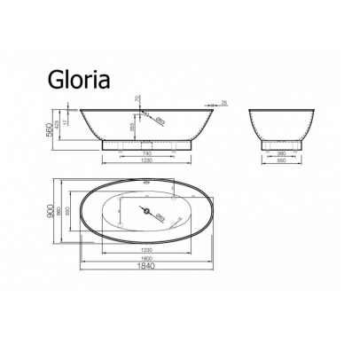 Ванна из каменной массы Vispool Gloria 1840 3