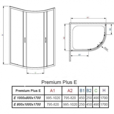 Asimetrinė dušo kabina Premium Plus E 1700, Radaway 3