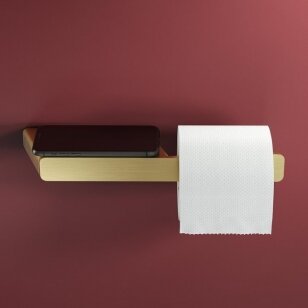 Держатель для туалетной бумаги SHIFT с полочкой, матовое золото, Geesa