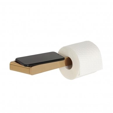 WC popieriaus laikiklis SHIFT su lentynėle, šlifuotas auksas, Geesa 1