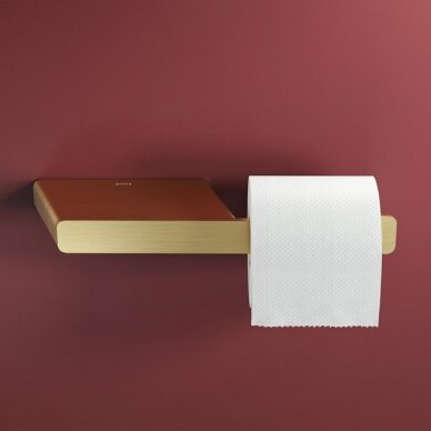 WC popieriaus laikiklis SHIFT su lentynėle, šlifuotas auksas, Geesa 3