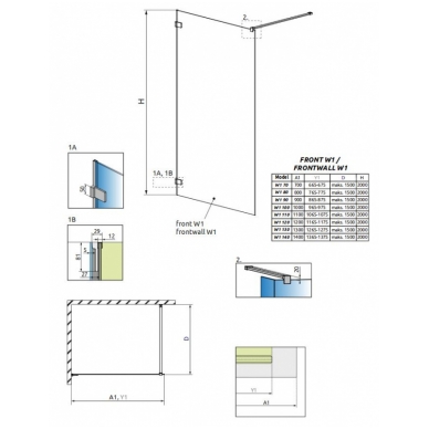 Atvira dušo kabina Euphoria Walk-in V (8mm stiklas), Radaway 4