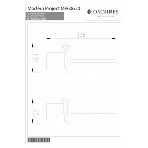 WC šepetys MODERN PROJECT MP60620, šlifuotas žalvaris, Omnires