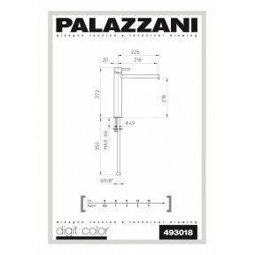 Aukštas maišytuvas praustuvui DIGIT, Palazzani