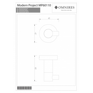 Kabliukas MODERN PROJECT, aukso spalvos, Omnires 2