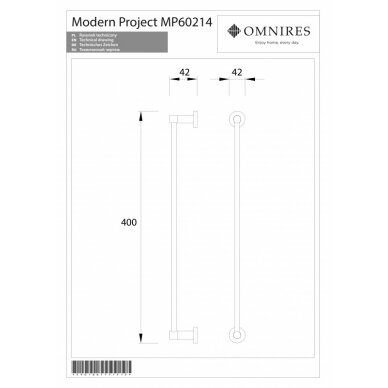 Laikiklis rankšluosčiams MODERN PROJECT 40cm, šlifuotas žalvaris, Omnires