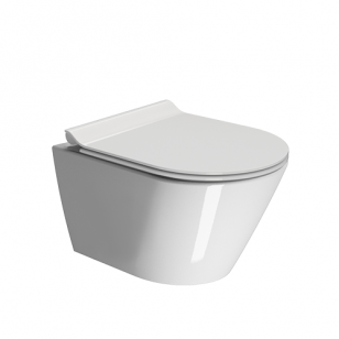 Bebriaunis WC KUBE X 50x36 Swirlflush® Extraglaze®, pakabinamas su Soft Close dangčiu, GSI