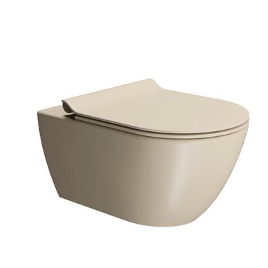 Bebriaunis WC PURA Color Creta 55x36 Swirlflush® Dualglaze® su Soft Close dangčiu, GSI