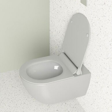 Bebriaunis WC PURA Color 55x36 Cenere Swirlflush® Dualglaze® su Soft Close dangčiu, GSI