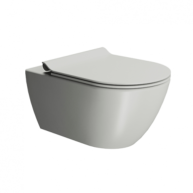 Bebriaunis WC PURA Color 55x36 Cenere Swirlflush® Dualglaze® su Soft Close dangčiu, GSI