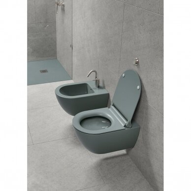 Bebriaunis WC PURA Color Ghiaccio 55x36 Swirlflush® Dualglaze® su Soft Close dangčiu, GSI 3