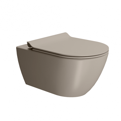 Bebriaunis WC PURA Color Tortora 55x36 Swirlflush® Dualglaze® su Soft Close dangčiu, GSI