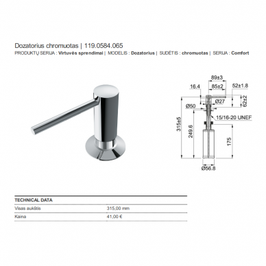 Dozatorius COMFORT, Franke 3