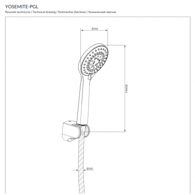 Лейка для душа YOSEMITE, золото, Omnires 1