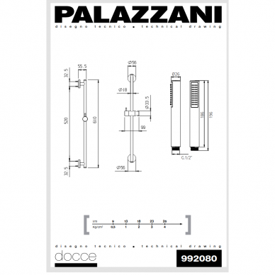 Душевой набор MIMO / IDROTECH 2 / DIGIT 3: подставка, душ и шланг, Palazzani 1