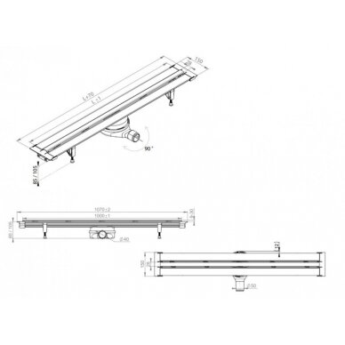 Latakas dušui EasyLine Classic Brushed, Prevex 4